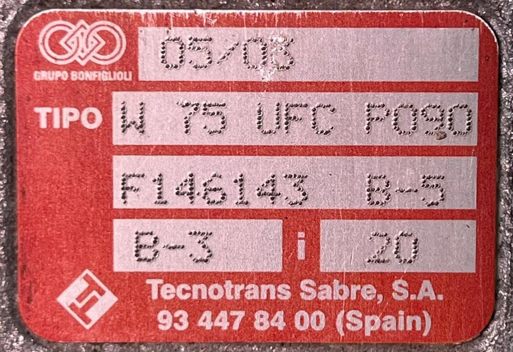 BONFIGLIOLI  W 75 UFC 20 P90 B5 B3