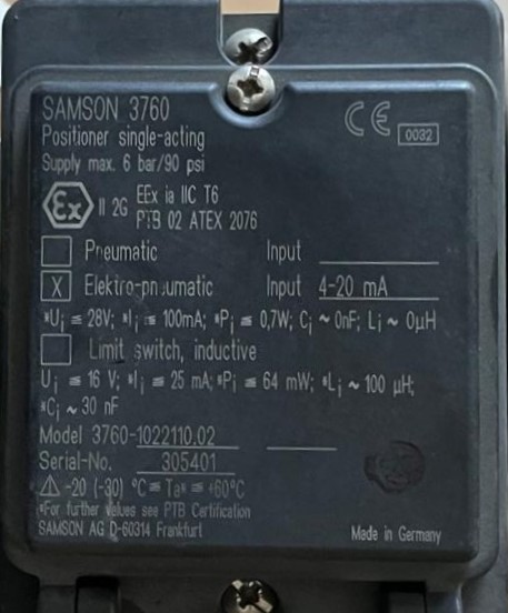 SAMSON 3760-1022110.02 + 3277-53101020.01 