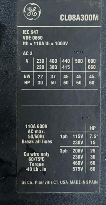CL08A300M GENERAL ELECTRIC