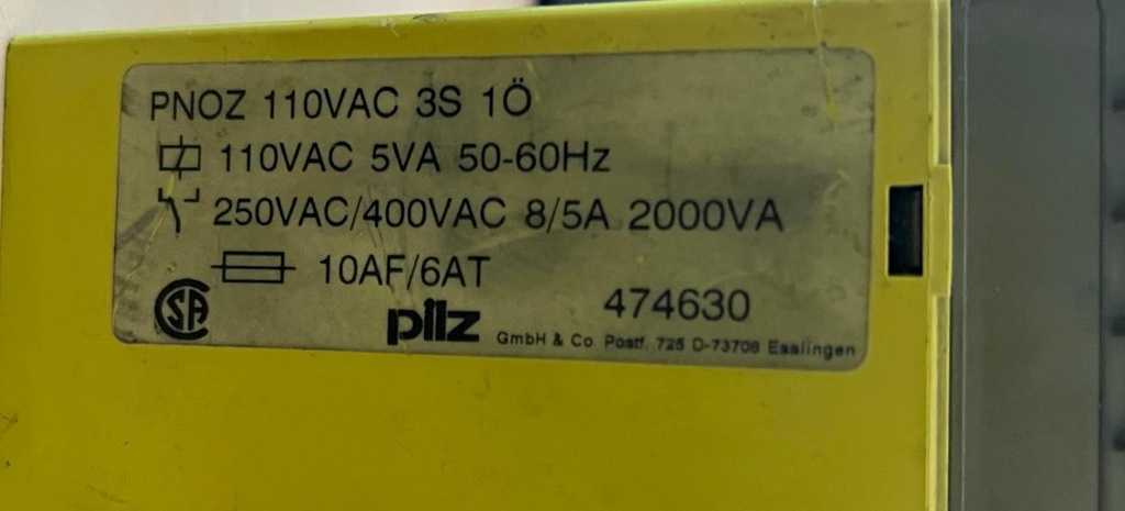  PILZ PNOZ 110 VAC 3S 1O  474630