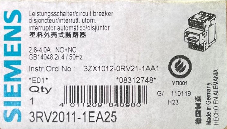 3RV2011-1EA25 INTERRUPTOR AUTOMÁTICO