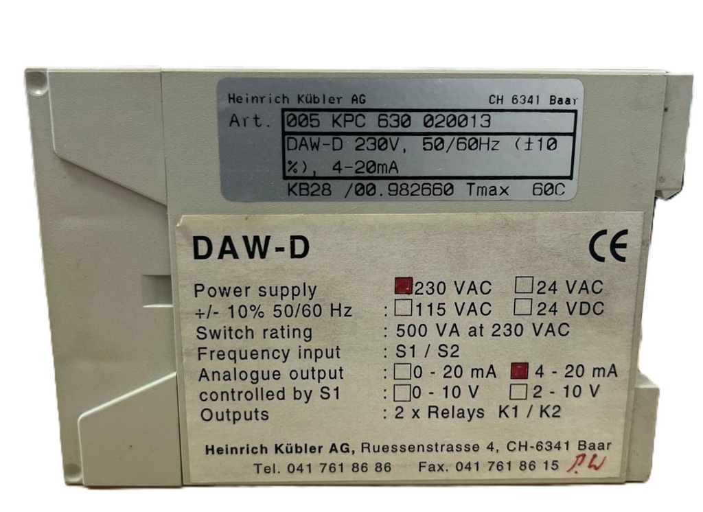 HEINRICH KUBLER DAW-D  005 KPC 630 020013 