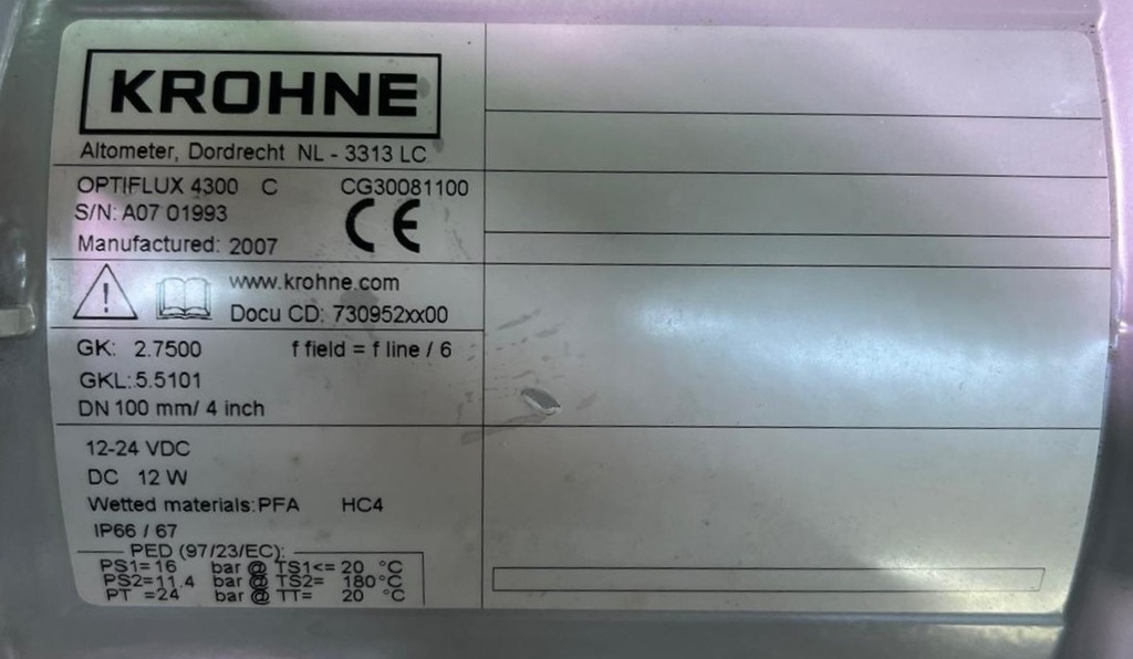 OPTIFLUX 4300 C 100 MM CAUDALIMETRO