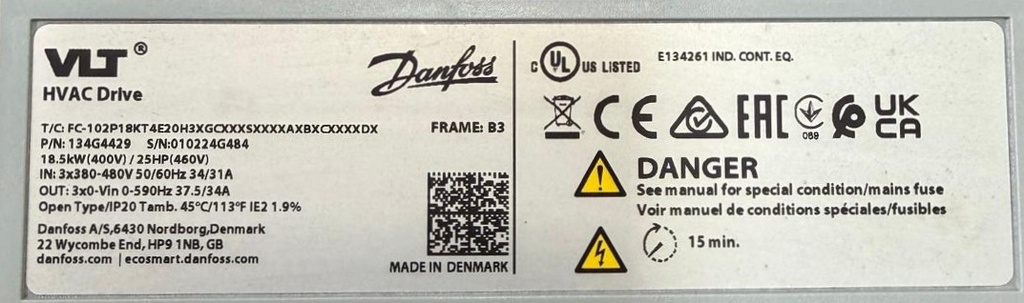 134G4429 VLT HVAC Drive FC 102 DANFOSS
