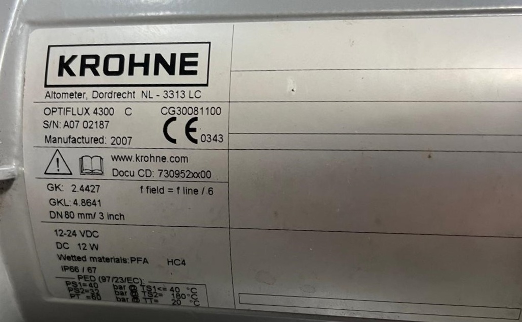 OPTIFLUX 4300 C 80 MM CAUDALÍMETRO