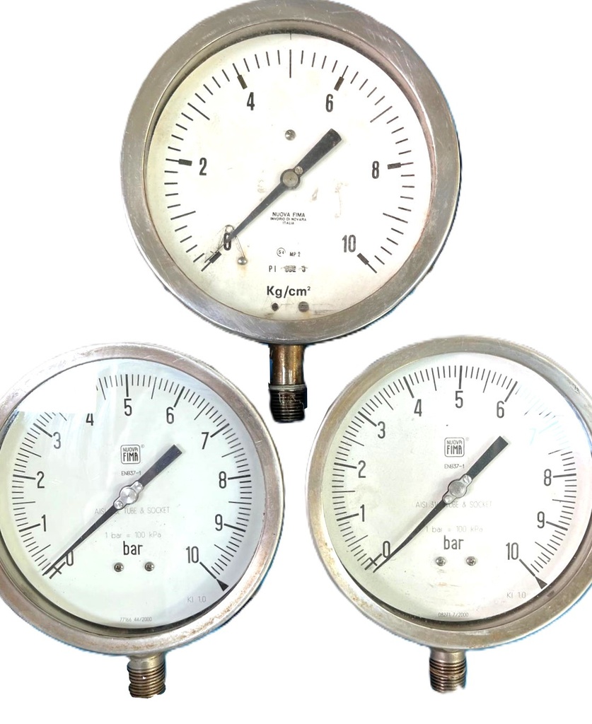 MANÓMETRO 160MM 0-10BAR INOX.