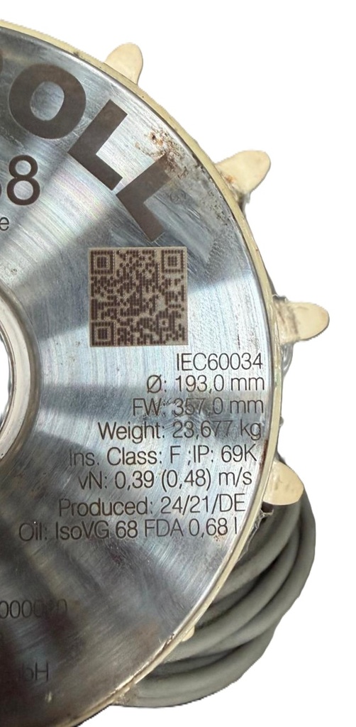 Mototambor Interroll DM 0138 – 370W Trifásico – Ø193mm – NUEVO/EXCEDENTE