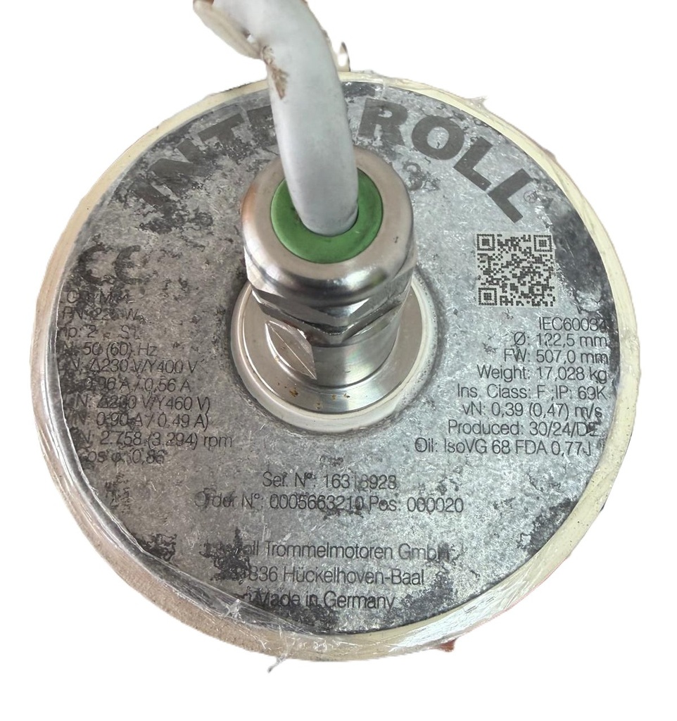 Mototambor Interroll DM 0138 – 220W 2 Polos Alta Velocidad – Ø122,5mm