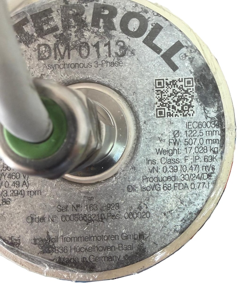 Mototambor Interroll DM 0138 – 220W 2 Polos Alta Velocidad – Ø122,5mm