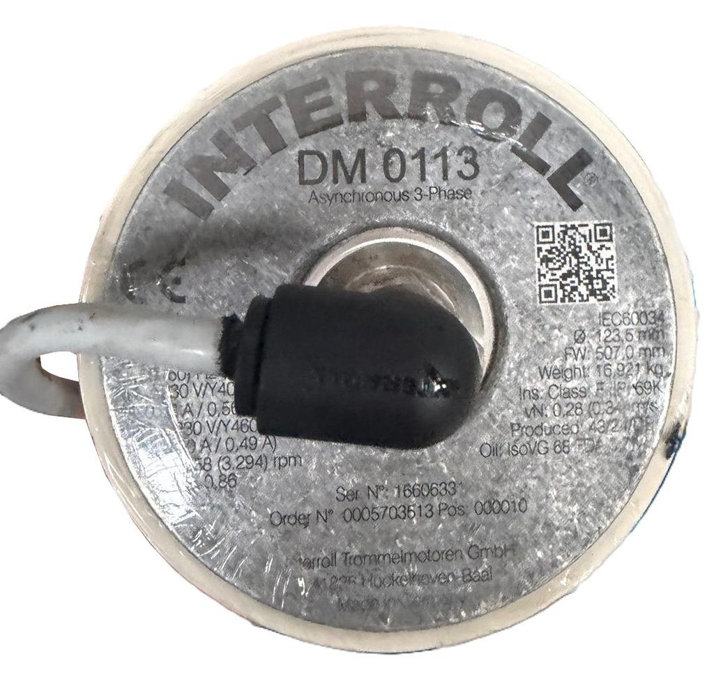 Mototambor Interroll DM 0113 – 225W 2 Polos Alta Velocidad – Ø123.5