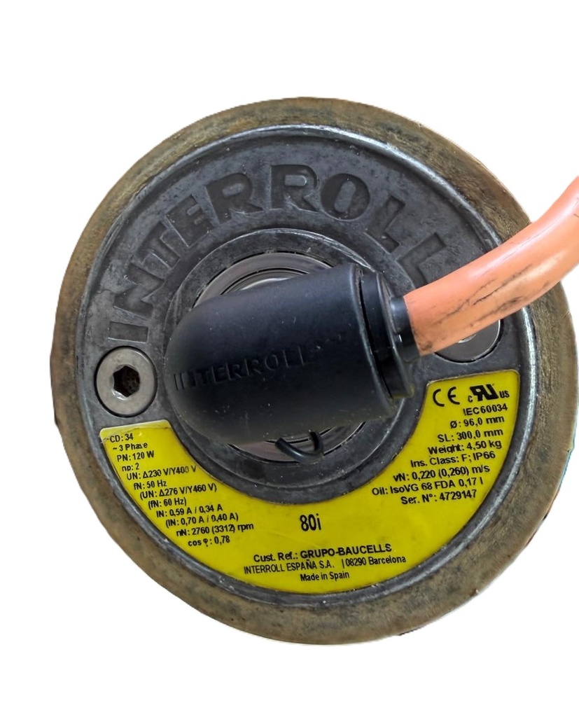 Motor de Tambor Interroll 80i – 120W – TESTADO Y FUNCIONAL 