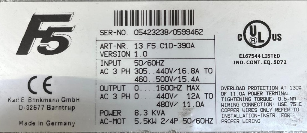 13F5A1D-390A F5  COMBIVERT KEB