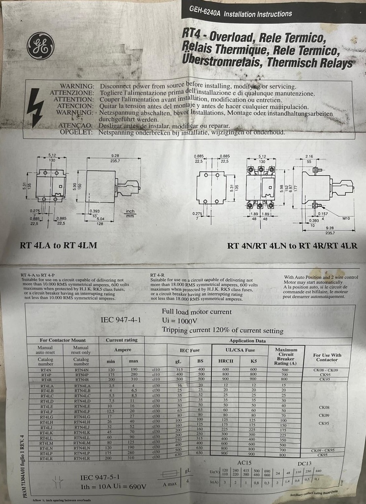 RT4LM GENERAL ELECTRIC