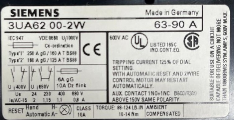 3UA62 00-2W SIEMENS 