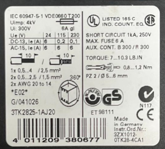 3TK2825-1AJ20 SIEMENS