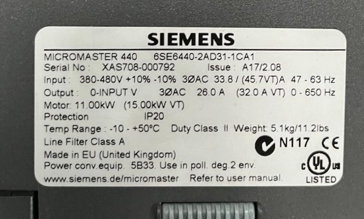 MICROMASTER 440 6SE6440-2AD31-1CA1