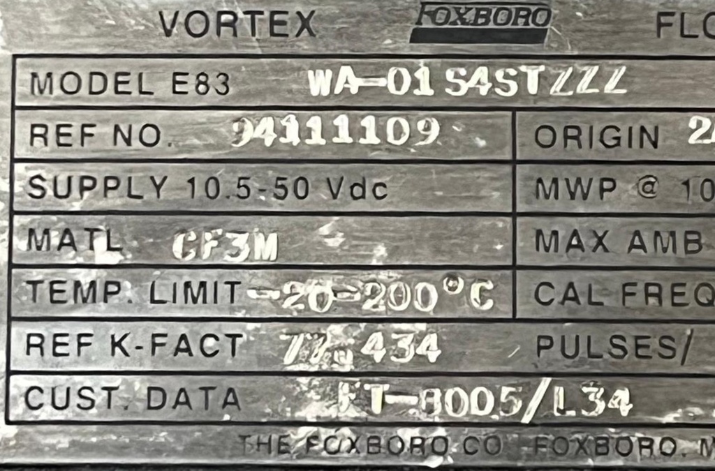 FOXBORO MODEL 83 WA-01 S4STZZZ