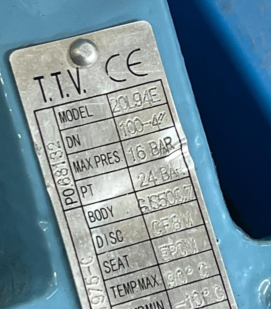 20L94E VALVULA LUG DN100 4"