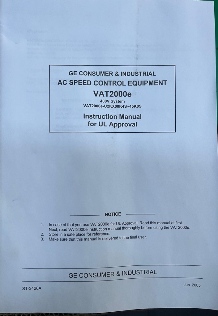 GE VAT2000 U2KX11K0S
