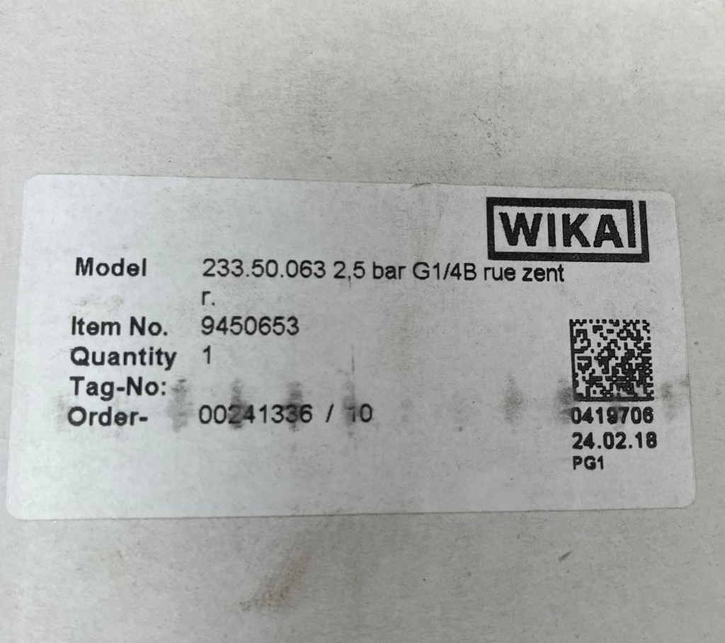 WIKA 233.50.063 2.5 BAR G14