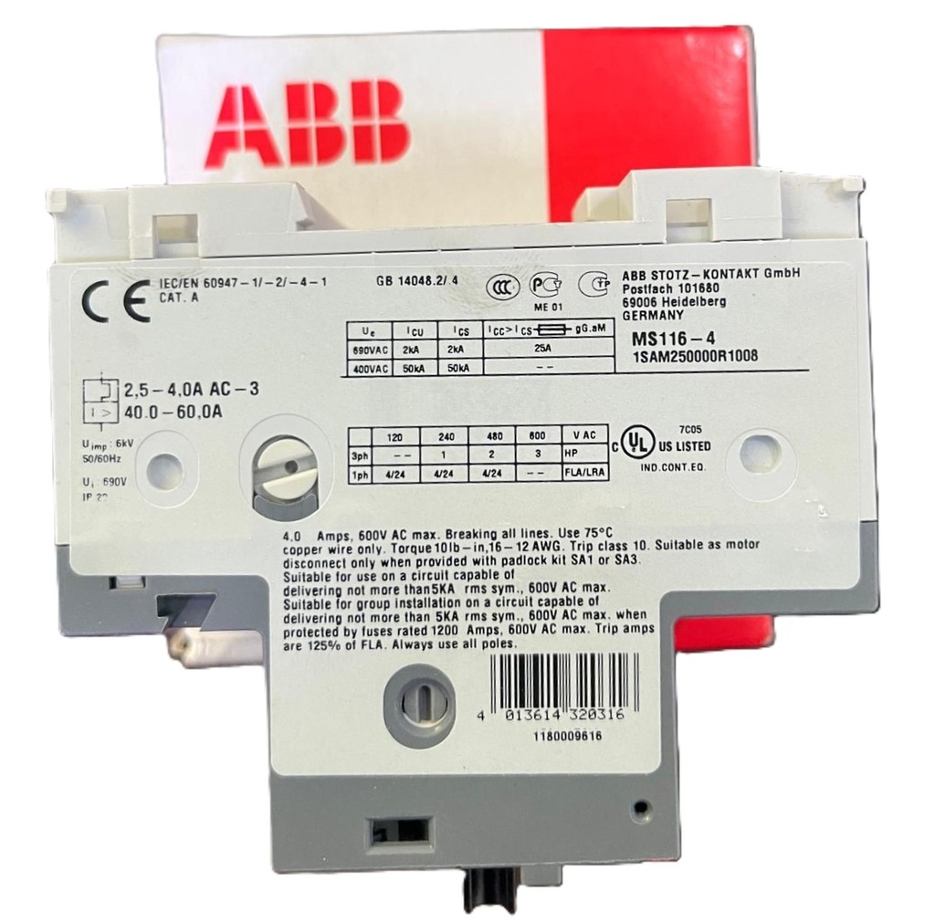 ABB GUARDAMOTOR MS116-4.0