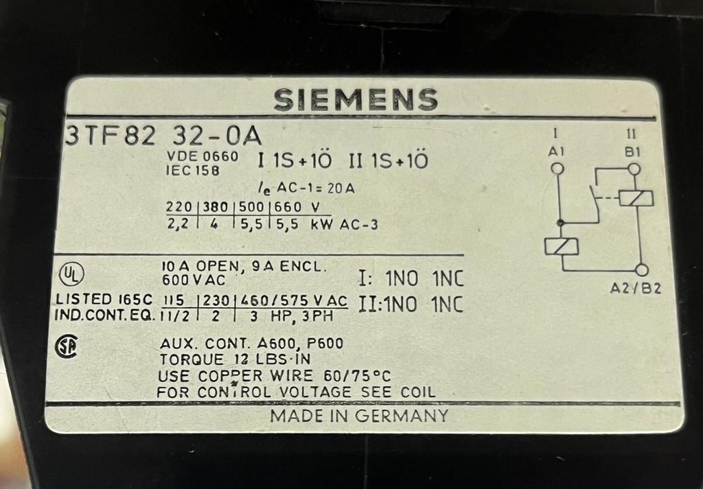 3TF8232-0A SISMENS CONTACTOR INVERSOR