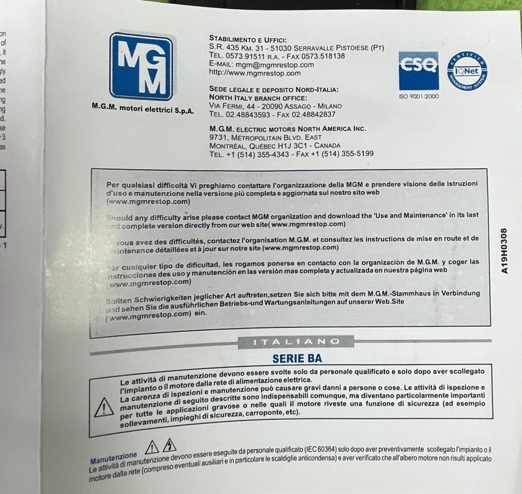 ELECTROIMAN MGM MEC 71 230/400V CA