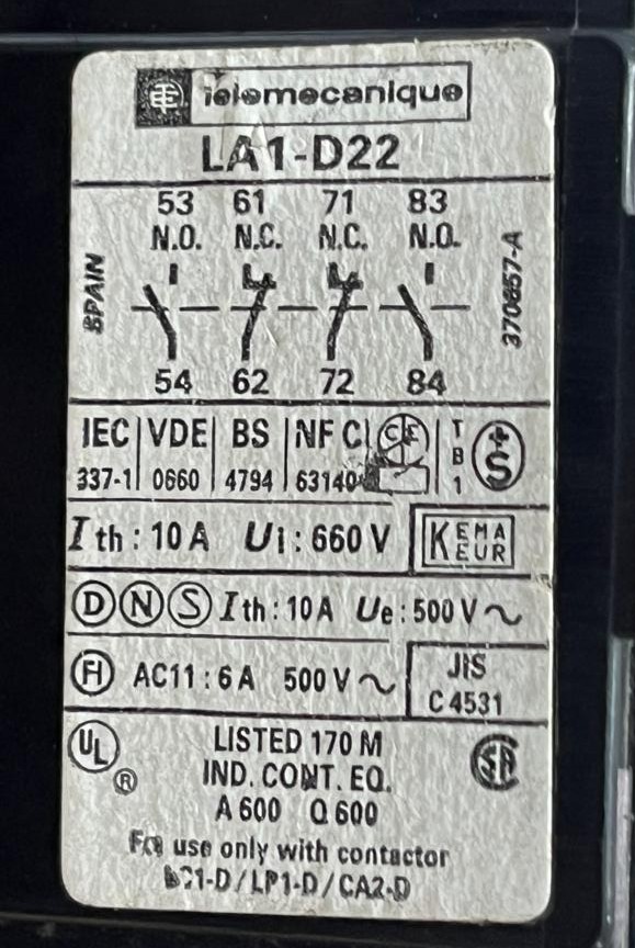 LC1-D93 A60 + LA1-D22 TELEMECANIQUE