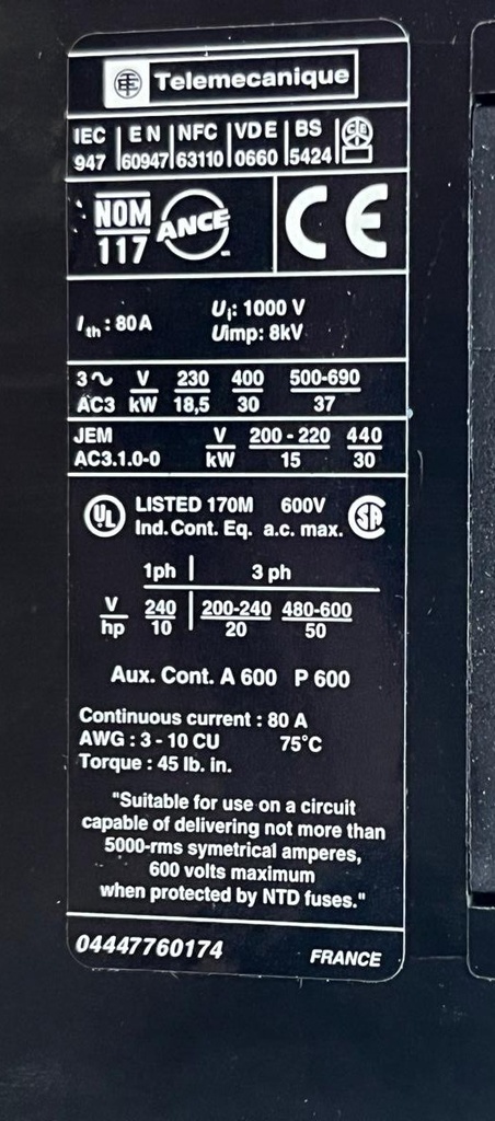 LC1D6511M7 TELEMECANIQUE  