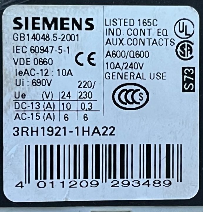 3RH1921-1HA22 SIEMENS CONTACTO AUX