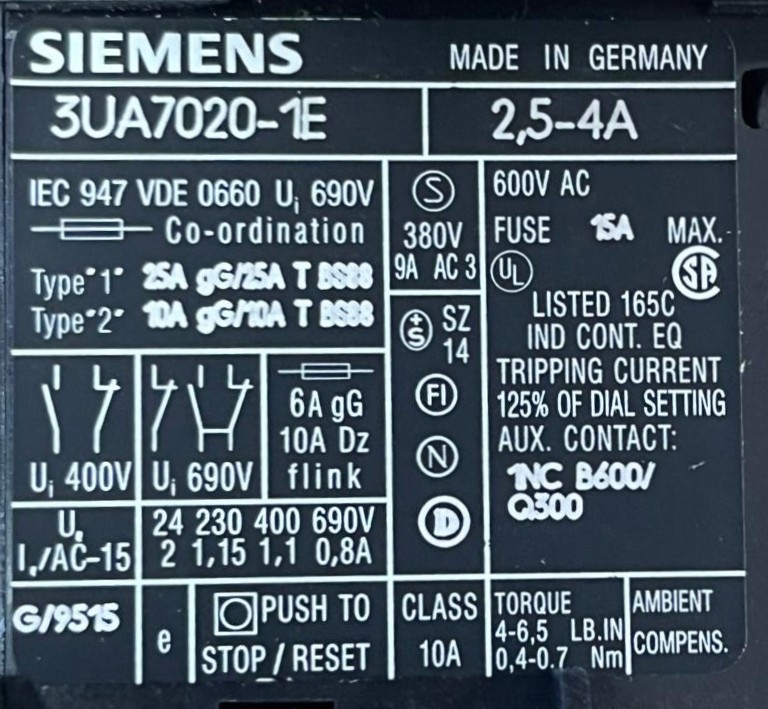 SIEMENS 3UA7020-1E