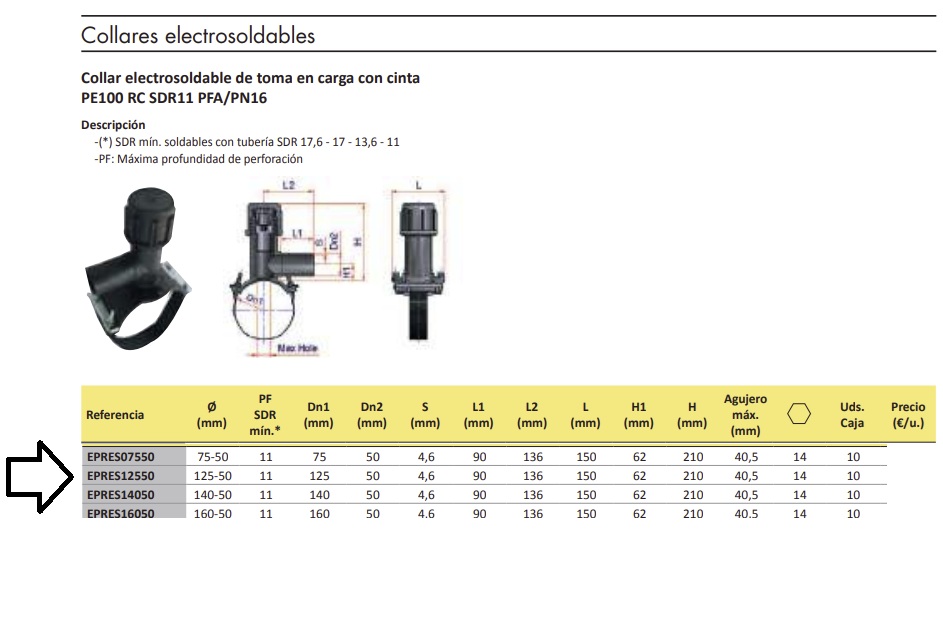 EPRES 12550 COLLAR ELECTROSOLDABLE 