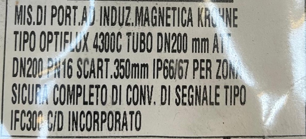 OPTIFLUX 4300 C 200 MM (8") CAUDALÍMETRO