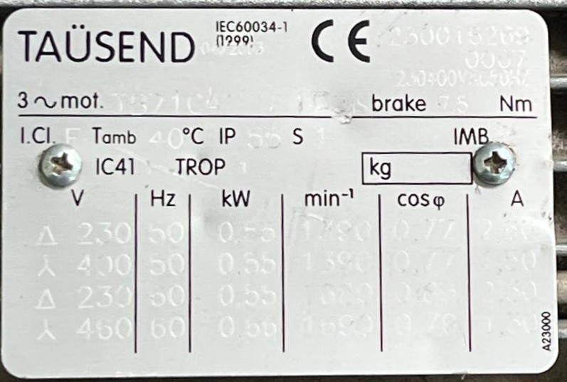 TAUSEND 0.55 KW AUTOFRENANTE