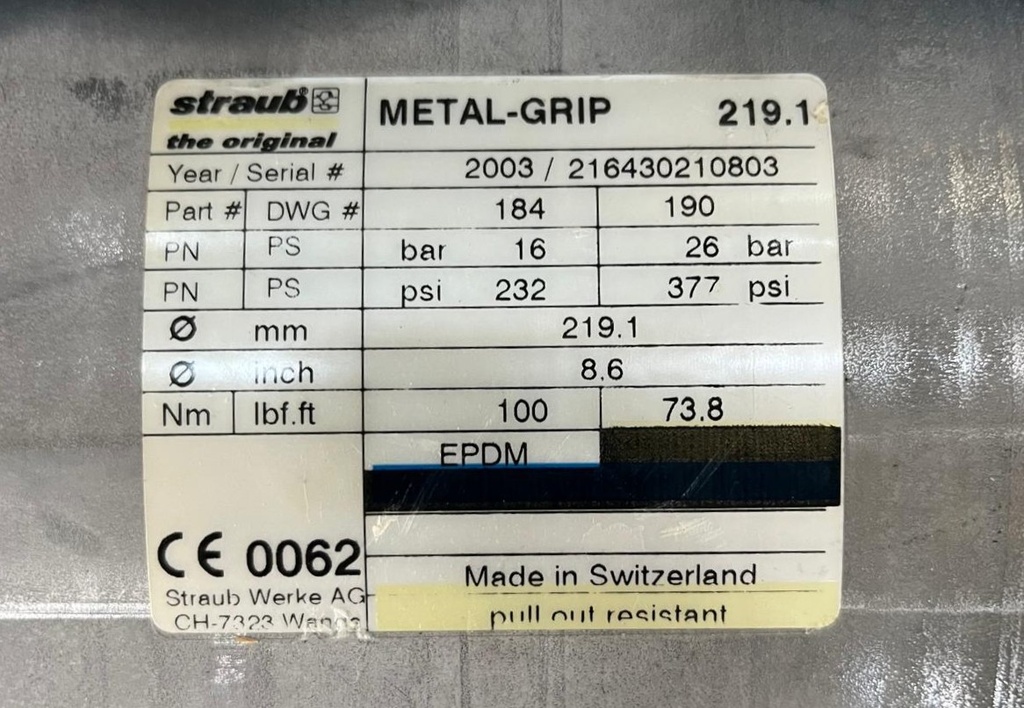 STRAUB METAL GRIP 219,1